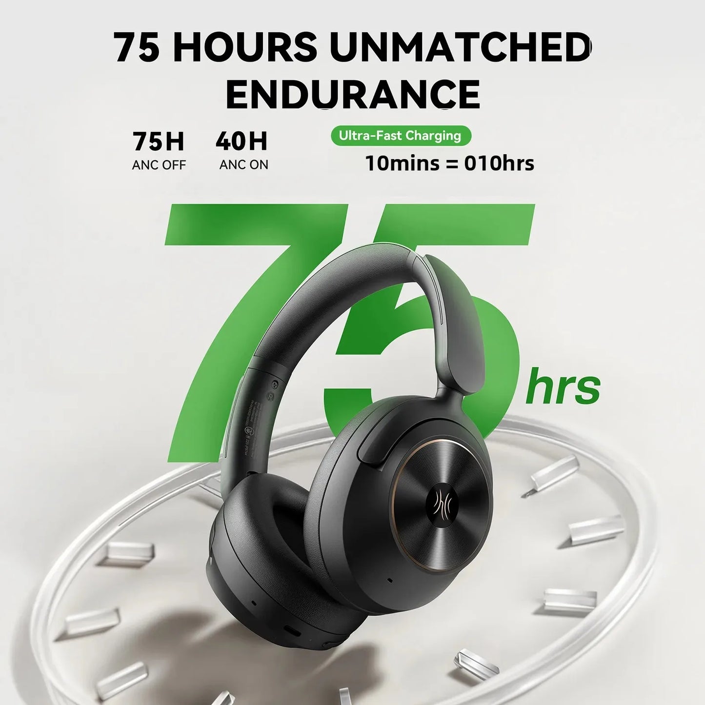 Oneodio A6 ANC Wireless Bluetooth 6.0 Headphones -48dB Hybrid Active Noise Cancelling Over Ear Headset With Mic Hi-Res LDAC APP
