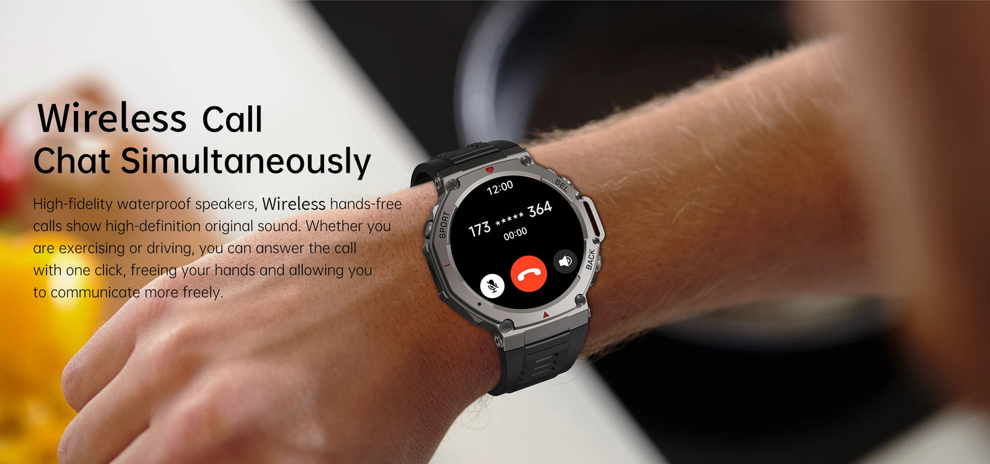 LIGE Fashion Smart Watch Bulit-in GPS Compass Altimeter Barometric 5ATM Waterproof AMOLED Screen Bluetooth Call Sport Smartwatch