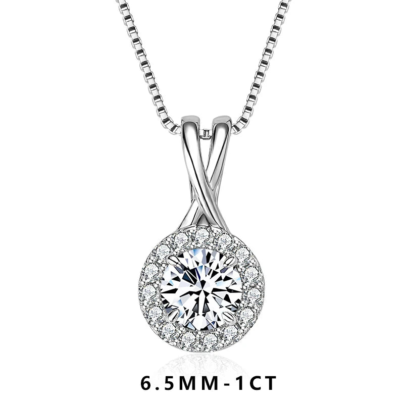 Lnngy GRA Certified D Color Moissanite Necklaces 925 Sterling Silver 1ct/2ct/3ct Moissanites Pendant Necklace for Women Jewelry