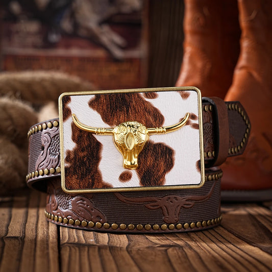 A Western-style PU material belt for both men and women, a casual, retro and classic personalized belt