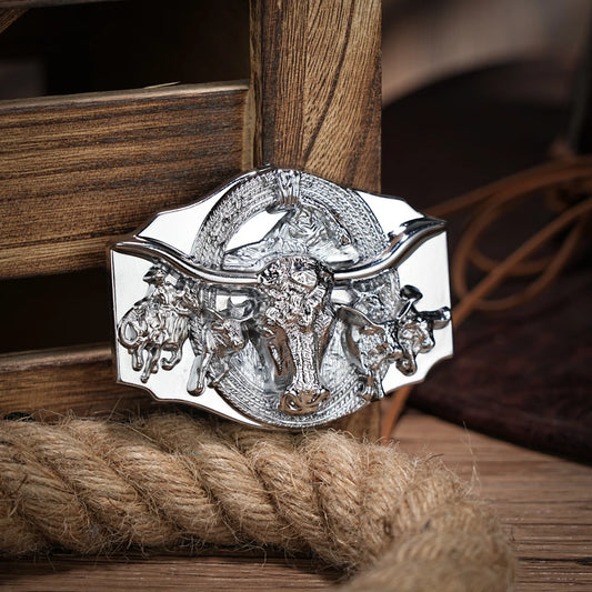 Western Belt Buckle Initial Vintage-Cowboy Rodeo Silver Large Skull Belt Buckle for Men Women