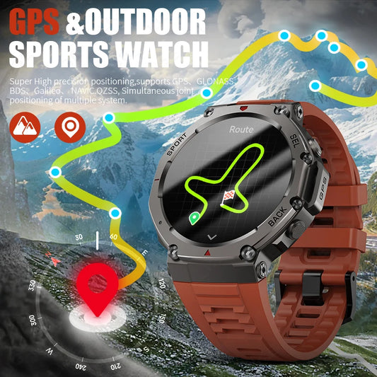 LIGE Fashion Smart Watch Bulit-in GPS Compass Altimeter Barometric 5ATM Waterproof AMOLED Screen Bluetooth Call Sport Smartwatch