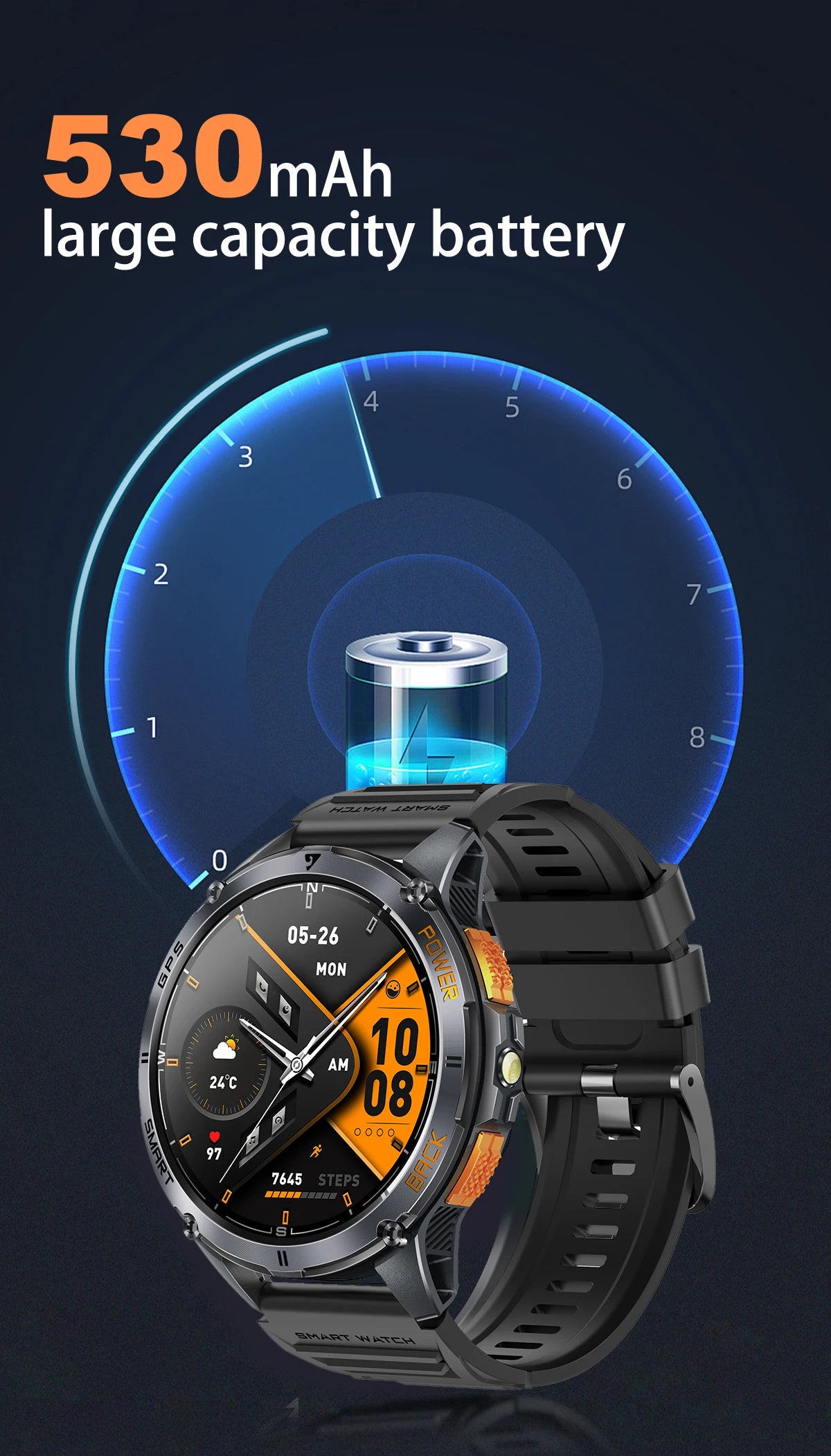 LIGE New GPS tracking Smart Watch BT Call 466*466 AMLOED Screen Heart Rate 530mAh Battery Outdoor Compass Flashlight Smartwatch