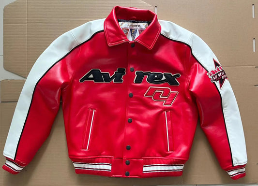 Avirex Limited Edition Men's European Lambskin Jacket US Size Classic Vintage Basketball Daily Coat Leather Thin Cotton Jacket