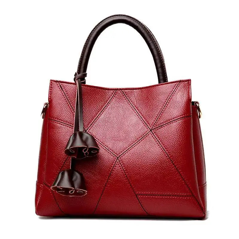 MOTAORA Premium Leather Women's Crossbody Handbag - Designer Luxury Patchwork Bag for Mature Moms