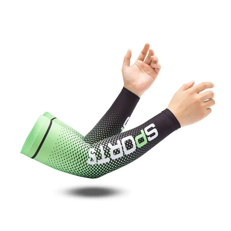 Summer Running Arm Sleeve Ice Silk Cooling Sunscreen Cuff UV Sun Protection Sleeve Anti-Slip Men Women Long Gloves Outdoor Sport