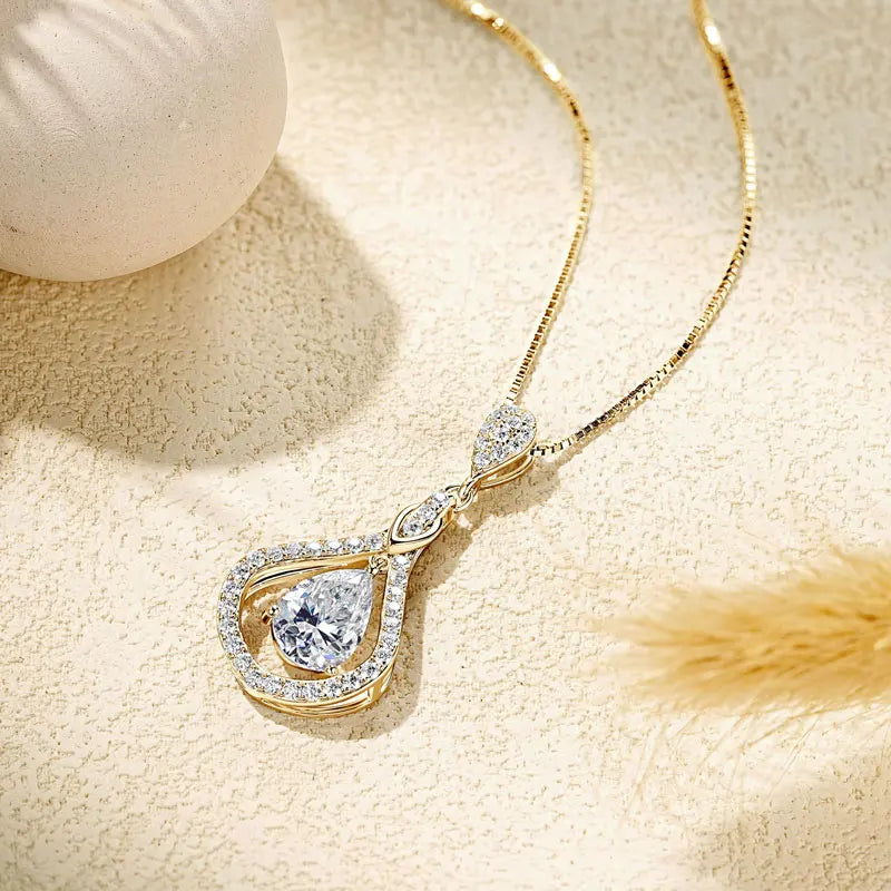 Lnngy 925 Sterling Silver Droplet Pendant Necklaces Certified 1ct/1.5ct/2ct Moissanite Necklace For Women 2025 Trend Jewellry