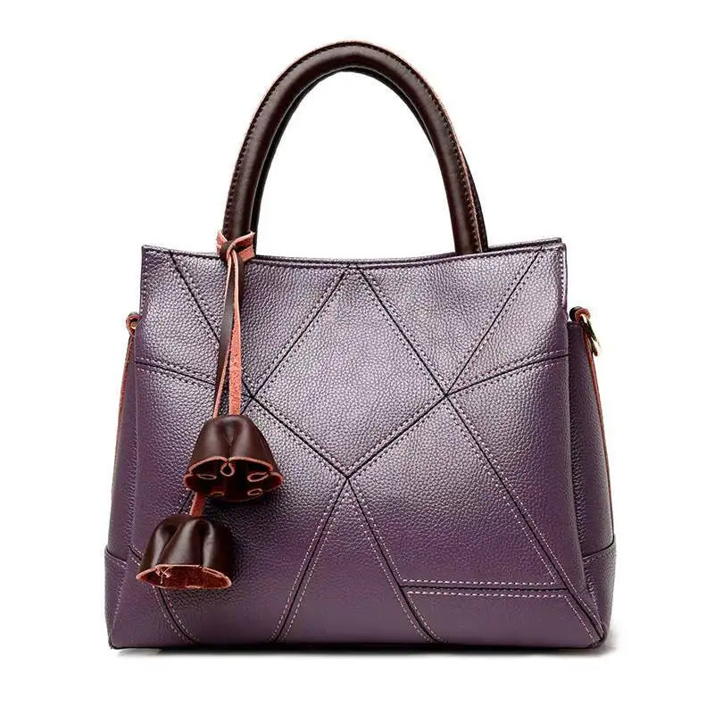 MOTAORA Premium Leather Women's Crossbody Handbag - Designer Luxury Patchwork Bag for Mature Moms