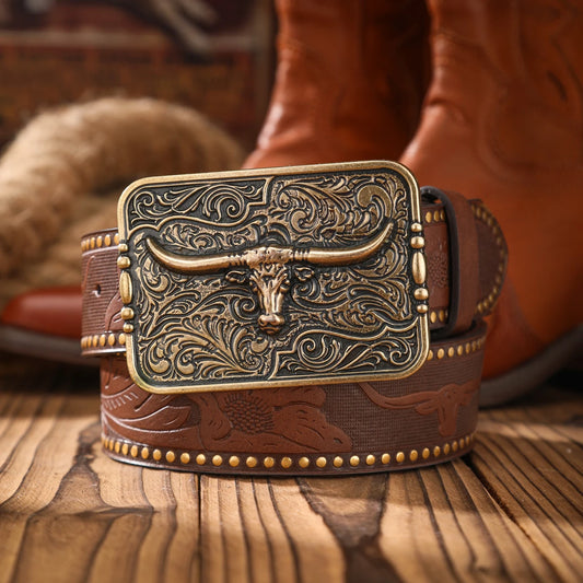 Vintage meets fashion!  Alloy buckle PU belt, suitable for both men and women, to create a personalized Western style