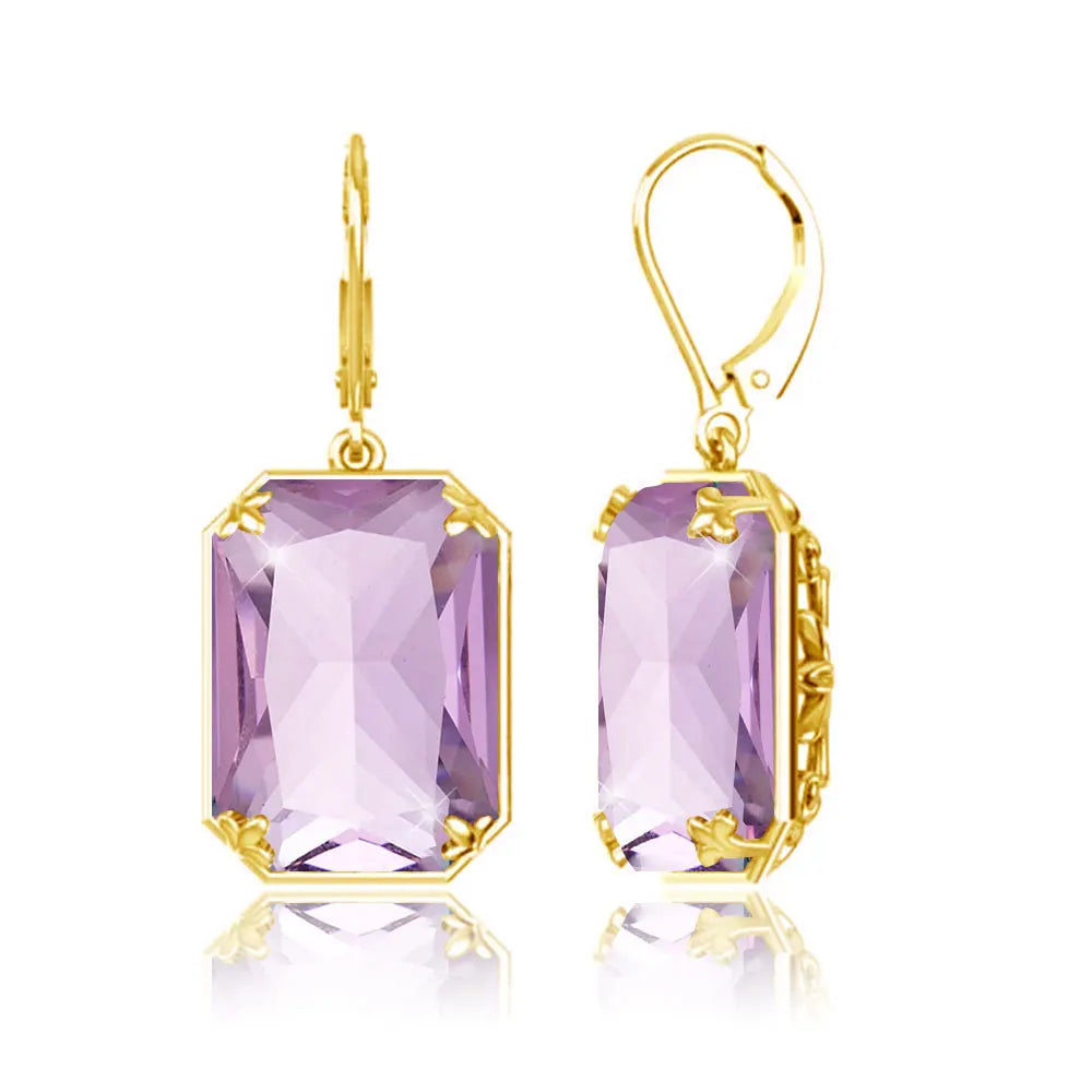 Real Silver 925 Earring For Women Trend Aquamarine Earrings Gold Plated Anniversary Party Banquet Luxury Fine Jewelry Accessorie