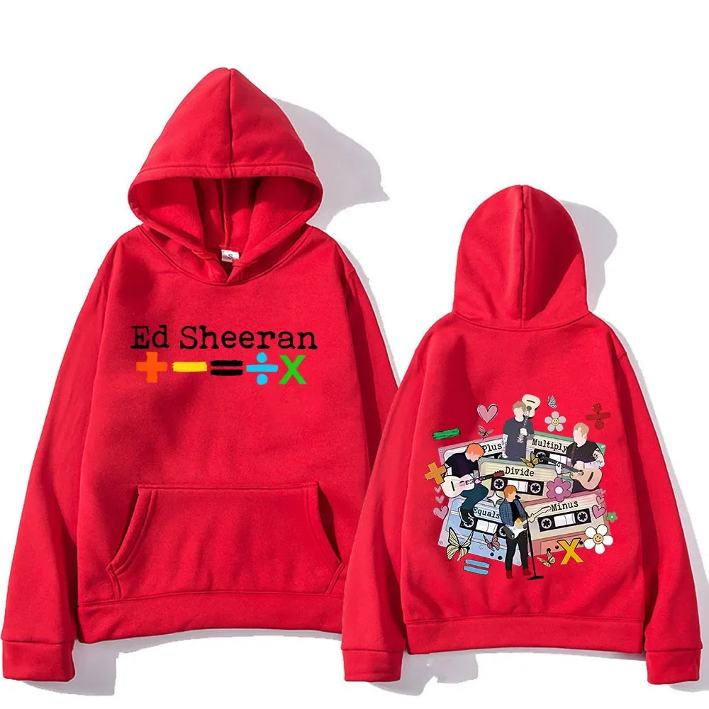 Ed Sheeran Tour 2024 Hooded Double-sided Printing Retro Hip Hop Sweatshirt With Hooded Fleece Punk Clothing Sudaderas Soft Hoody