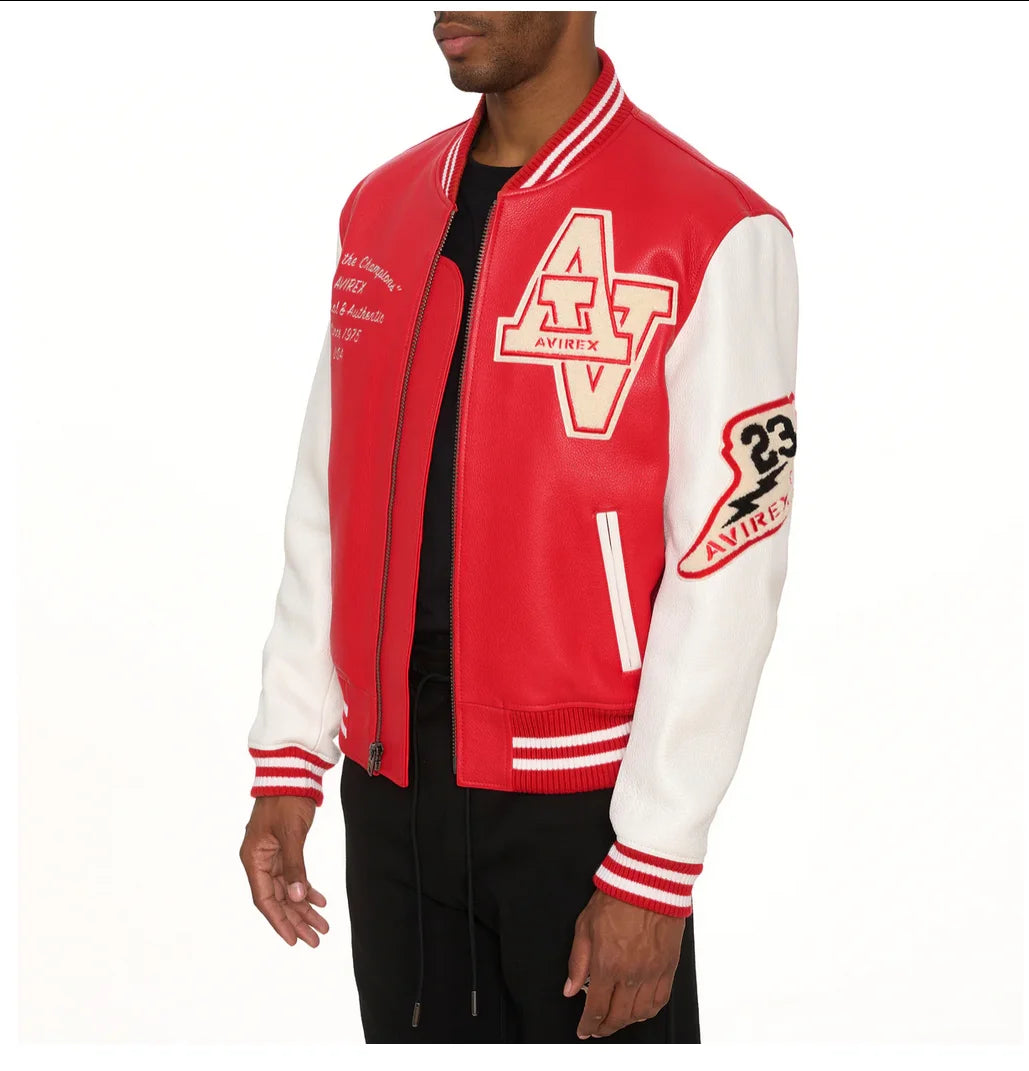 Men's Real Leather Jacket with Embroidery thicken first layer cowhide leather Leather Winter Classic Warm Baseball outfits Coat