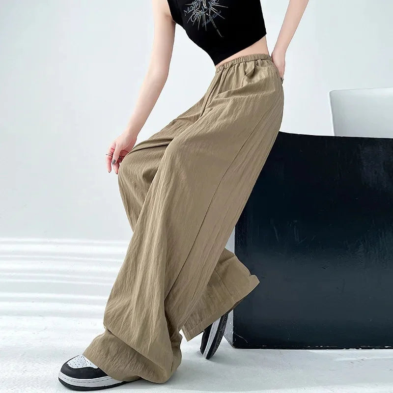 Ice Silk Wide Leg Pants Women Summer Thin Loose Casual Sun Protection Straight Leg Yamamoto Pants Lazy Dragging Pants