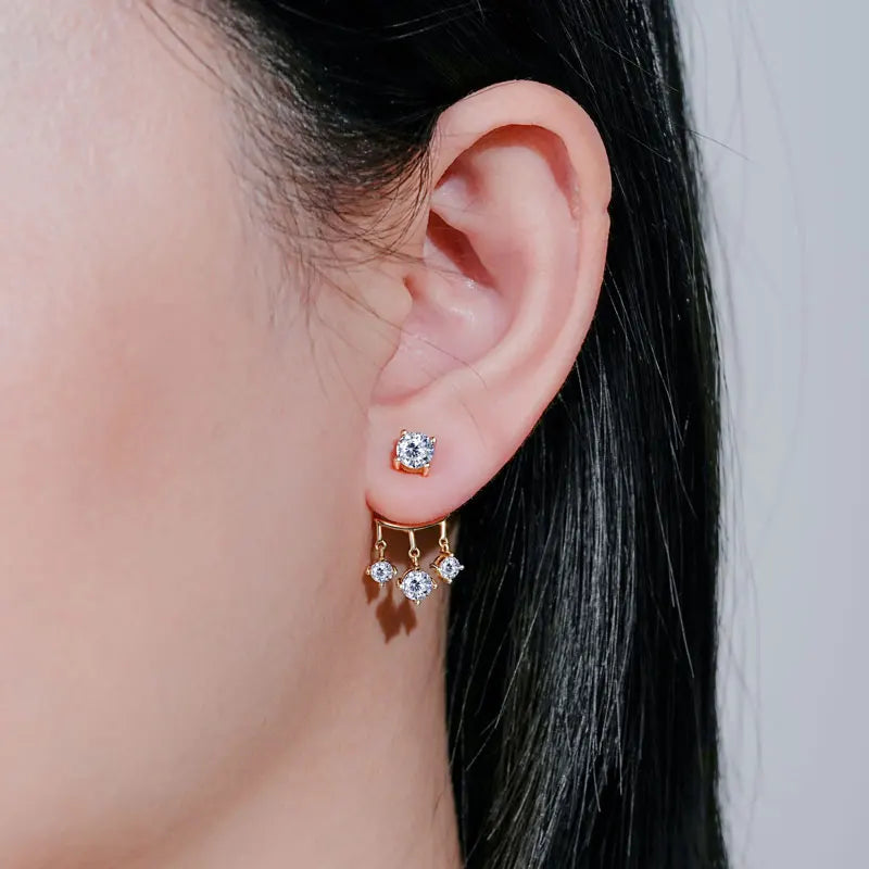 Lnngy Certified GRA 5mm 0.5ct Moissanite Earrings For Women 925 Sterling Silver Stud Earring Sparkling Korean Wedding Jewelry