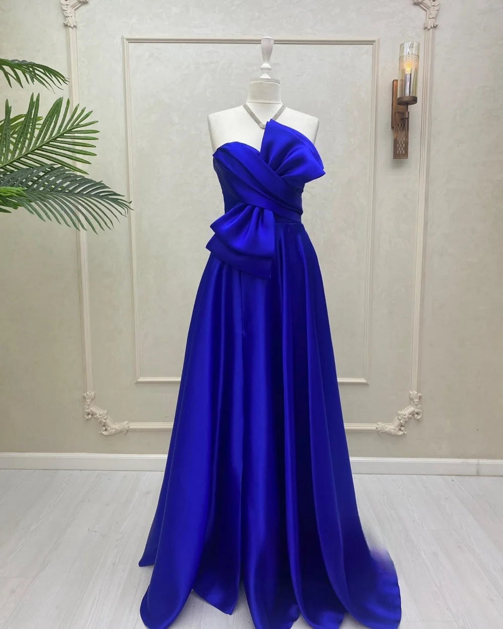 Mila Elegant Strapless Bow Prom Dresses Sleeveless Satin Lace-Up Back Evening Dresses Floor-Length Customized Party Dresses 2025