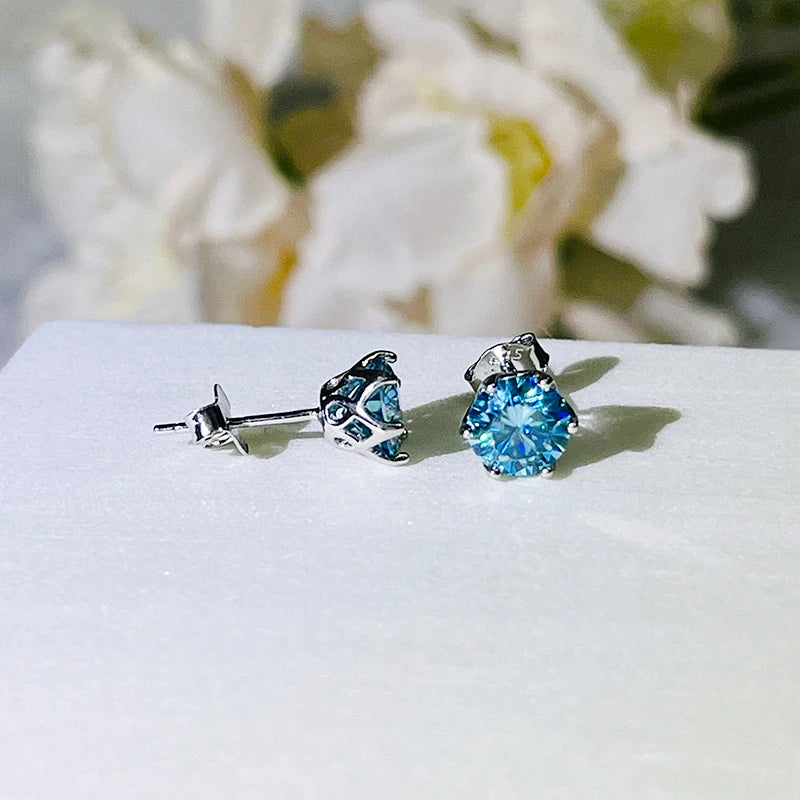 JoyceJelly 1/2/4CT VVS D Color Moissanite Russian Cut 8H8A Lab Diamond Stud Earrings For Women S925 Sterling Silver Fine Jewelry