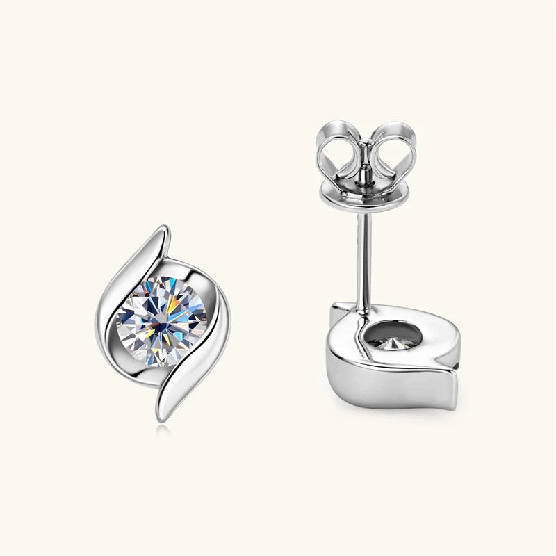 Sterling Silver 925 Real Moissanite Jewelry Set for Women 2.0ctw D Color Lab Diamond Stud Earrings Pendant Necklace Sets Gift