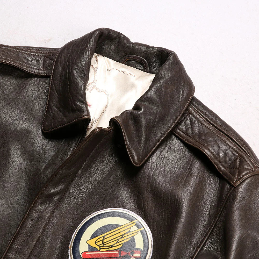 Wildfire 845 Bomber Pilot Clothing Genuine Leather Jacket Men's US Size Italian Sheepskin Foam Leather Flight Suit fur clothings