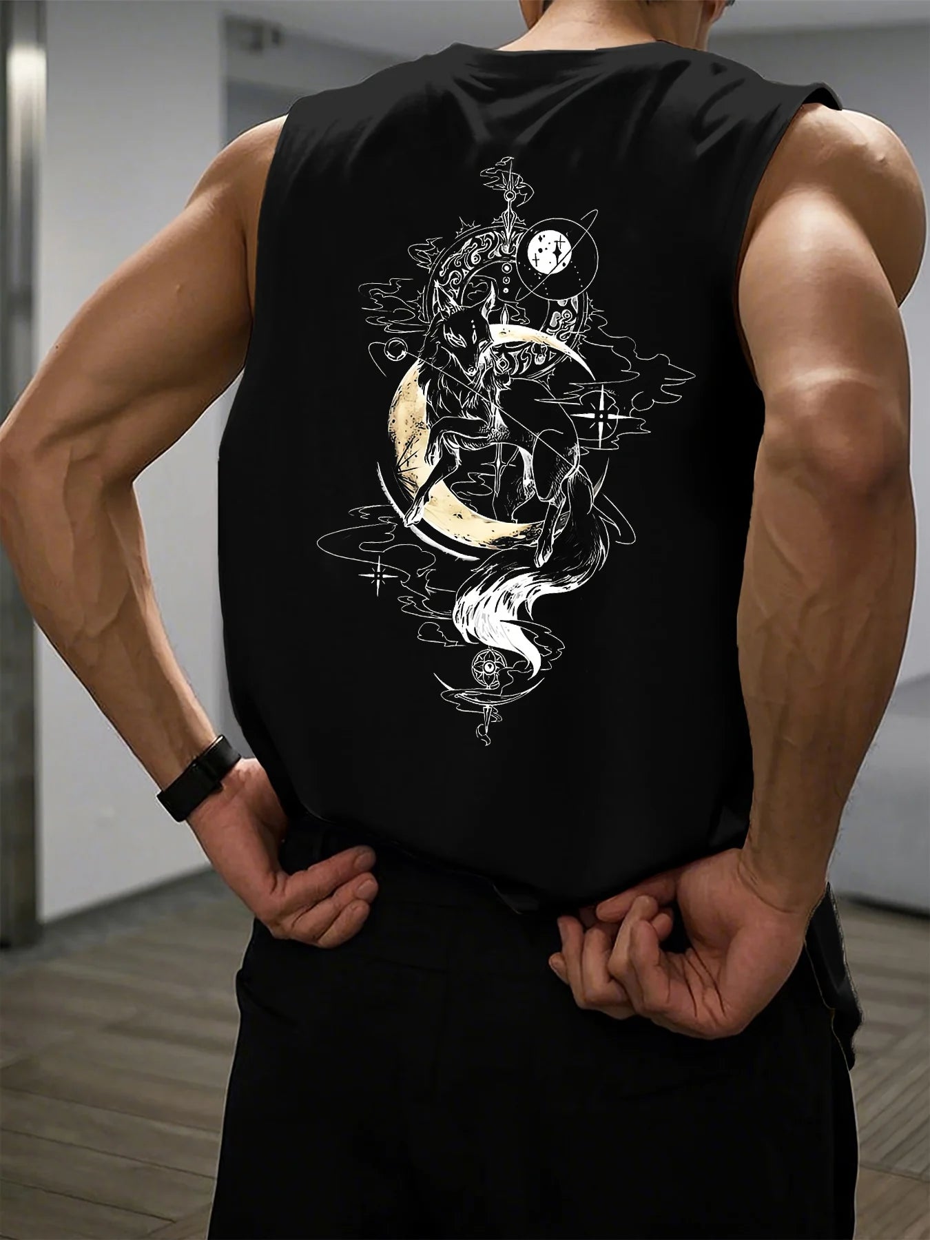 🦊 Men’s Summer Sleeveless Vest Fox and moon 🌙 Print | Loose Fit | Comfortable & Breathable | Casual & Travel