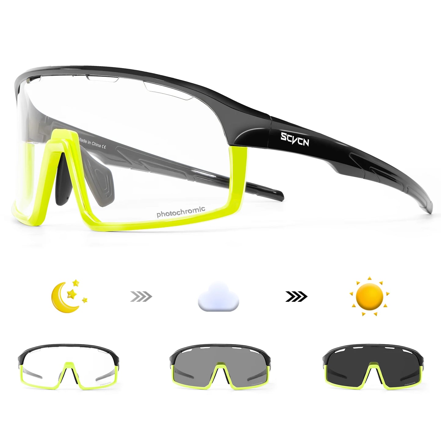 SCVCN New Photochromic Glasses Cycling Sunglasses Men Outdoor Sports Glasses Women Driving Bicycle Eyewear UV400 Hiking Goggles