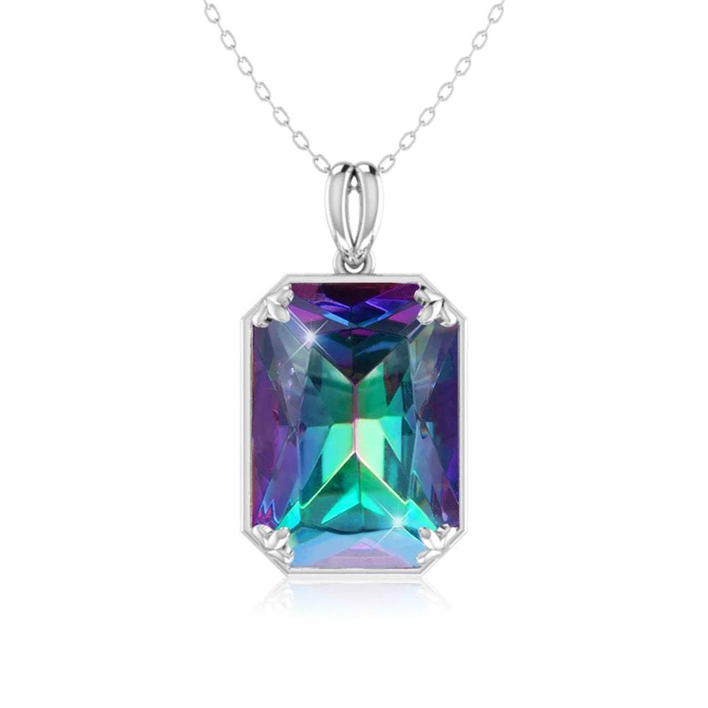 Real 925 Sterling Silver Aquamarine Necklace Pendant Anniversary Banquet Accessories Woman Fine Jewelry 2022 New Without Chain