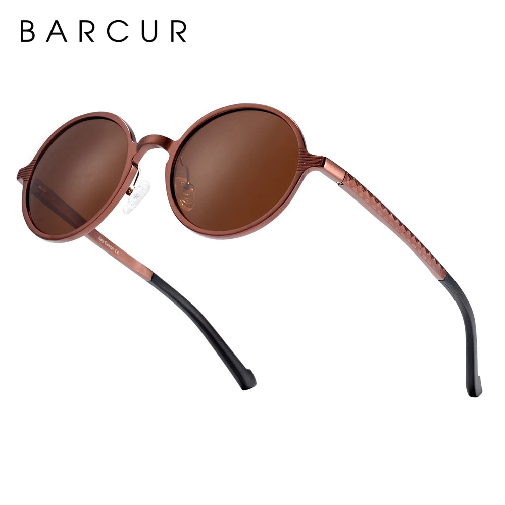 BARCUR Man Round Sunglasses Men Ultra Light Glasses Retro Vintage Women Sun Glasses UV400 Eyewear Accessory