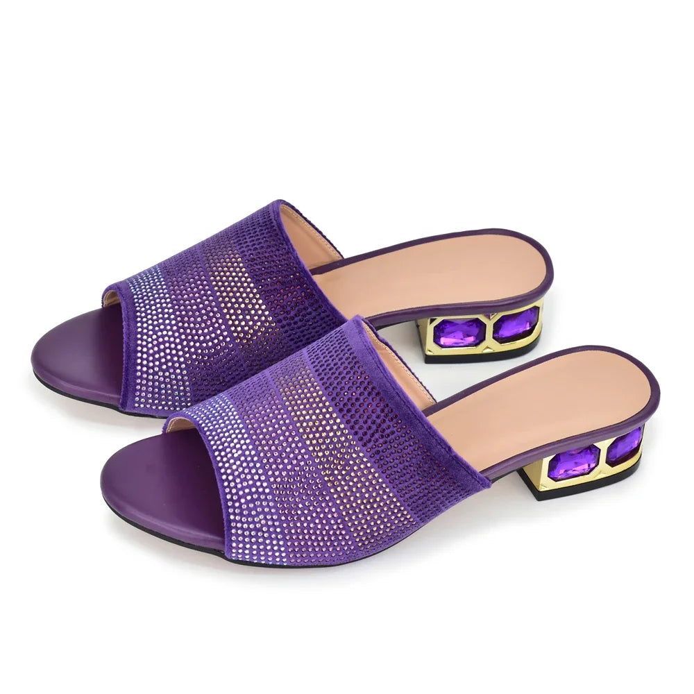 2025 New Classic Design Sandals Italian Style Lady Shoes Low Heel Summer Mules Comfy Sandals Wedding Shoes Bride Party Pumps