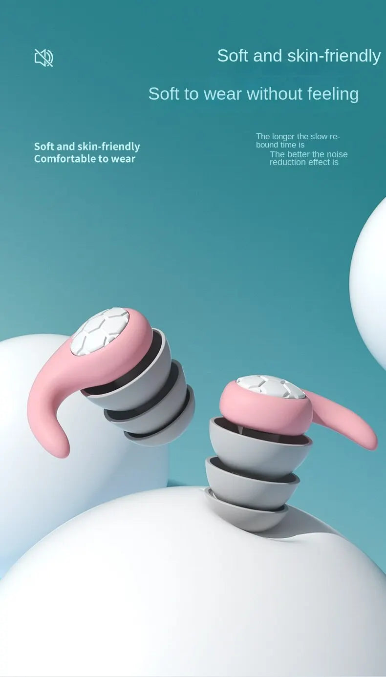 Silicone Noise Cancelling Earplugs Noise Filter Sleep Swimming Waterproof Three Layer Mute Earplugs