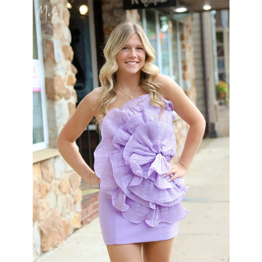 Mila Strapless Mini Wedding Party Dress 2025 Sleeveless Purple Customized Chic Evening Dresses Zip Elegant vestidos de fiesta