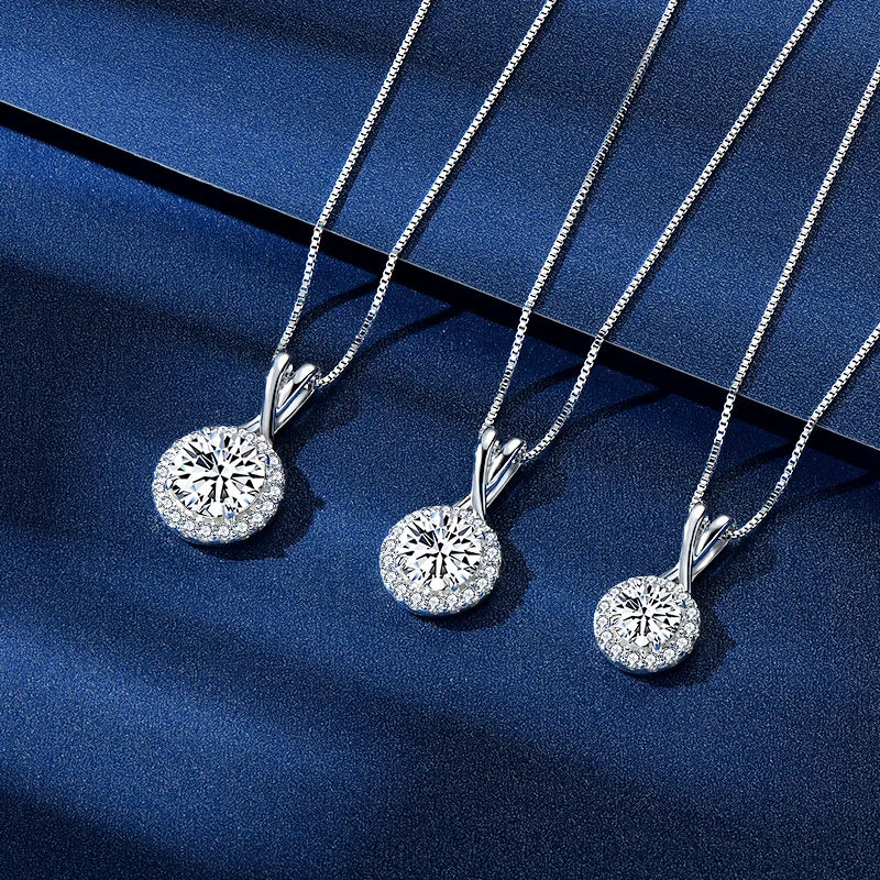 Lnngy GRA Certified D Color Moissanite Necklaces 925 Sterling Silver 1ct/2ct/3ct Moissanites Pendant Necklace for Women Jewelry