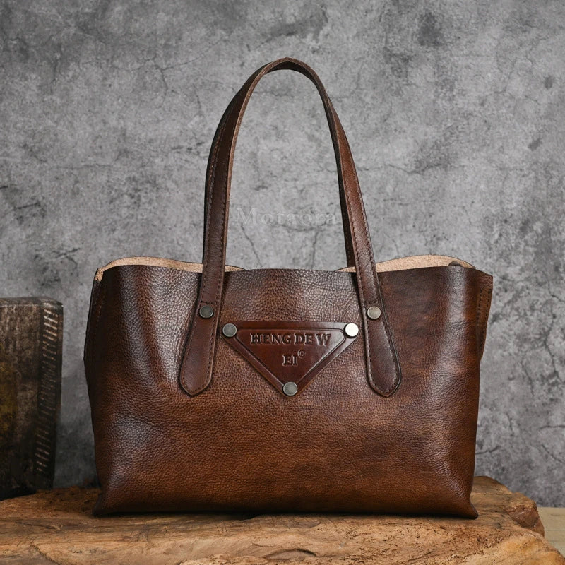 MOTAORA New Genuine Leather Women's Handbag Vintage Cowhide Large Capacity Crossbody Trave Bag Female Solid Shoulder Tote Bags