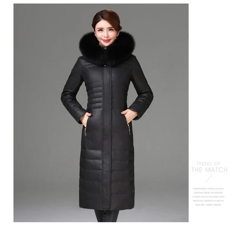 Shengyu Boya Middle-Aged and Elderly Over-The-Knee Long down Jacket Women's Jacket Thickeneded Mother's Fitted Jacket New Style