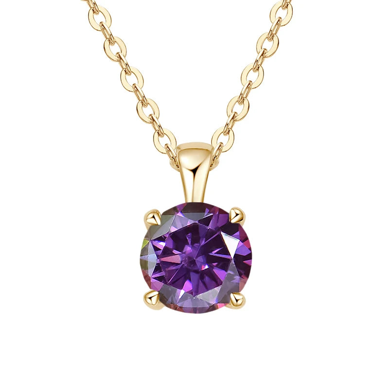 JoyceJelly Classic Four Prong 1ct Moissanite Necklace Women's 925 Sterling Silver Plated 18k Gold Pendant Luxury Fine Jewelry