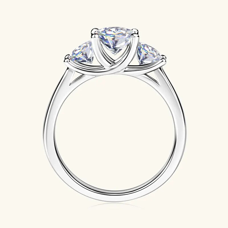 Lnngy Certified GRA Three Stone Moissanite Necklace Ring 925 Sterling Silver Jewelry Set For Women Wedding Engagement Rings Gift