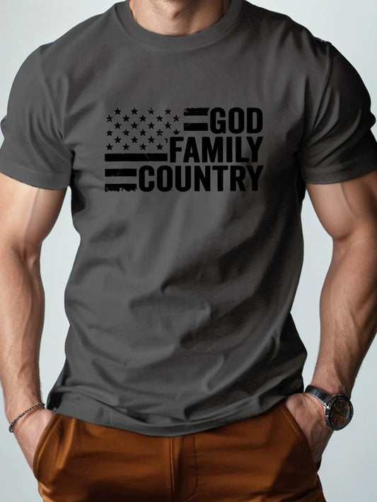 ✝️ Men’s Summer 100% Cotton Casual T-Shirt,“GOD Family” Print | Loose Fit | Round Neck | Breathable Comfort