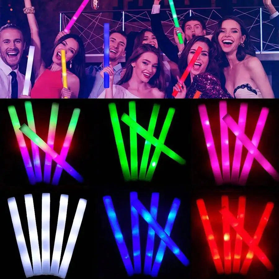 30Pcs Foam Glow Sticks with 3 Modes Colorful Led Flashing Glow Stick Glow in The Dark Party Supplies for Wedding Raves Concert