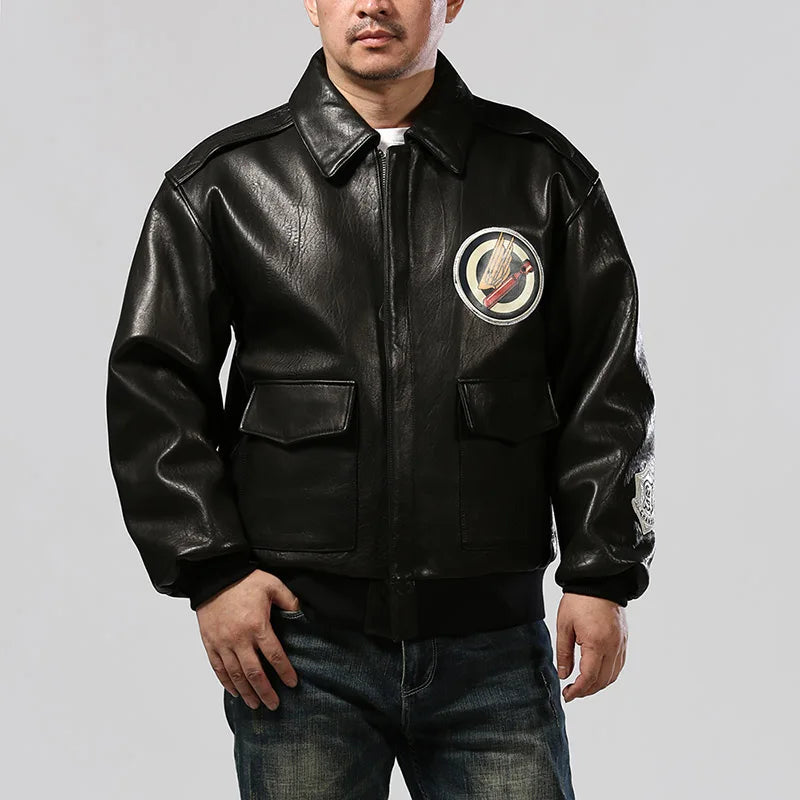 Wildfire 845 Bomber Pilot Clothing Genuine Leather Jacket Men's US Size Italian Sheepskin Foam Leather Flight Suit fur clothings