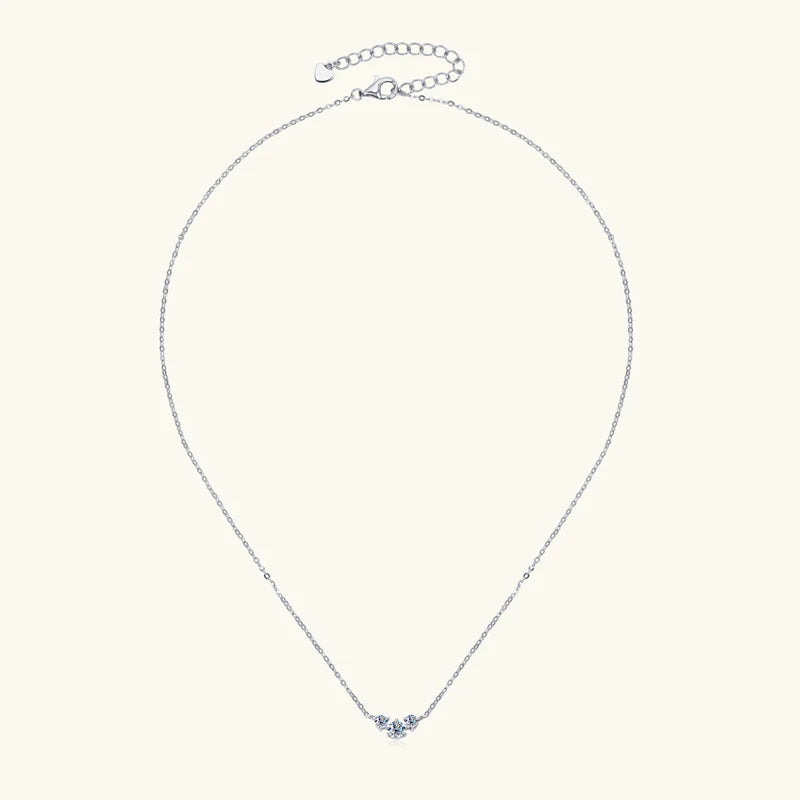 Lnngy Certified GRA Three Stone Moissanite Necklace Ring 925 Sterling Silver Jewelry Set For Women Wedding Engagement Rings Gift