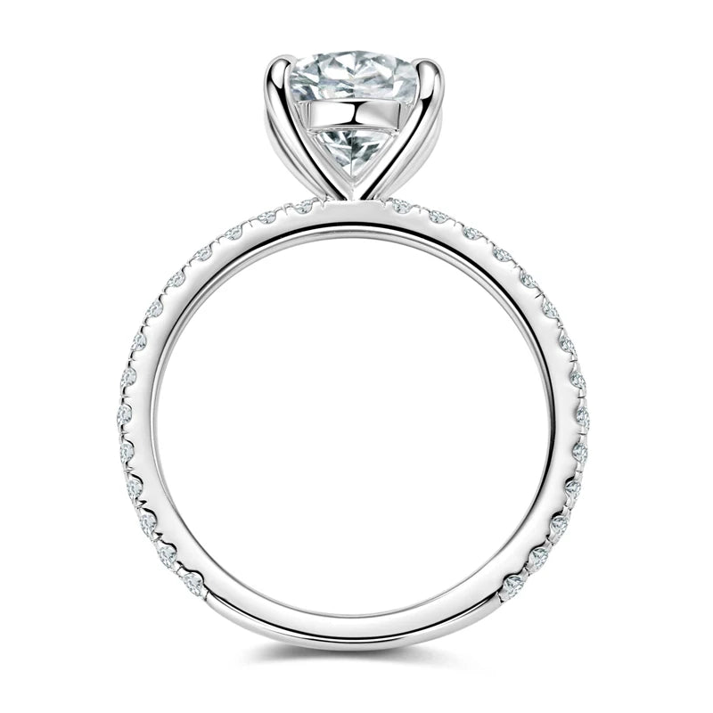 Lnngy Exquisite Oval Cut 10x8mm Simulated Diamond Ring for Women Original 925 Sterling Silver Wedding Engagement Rings Jewelry