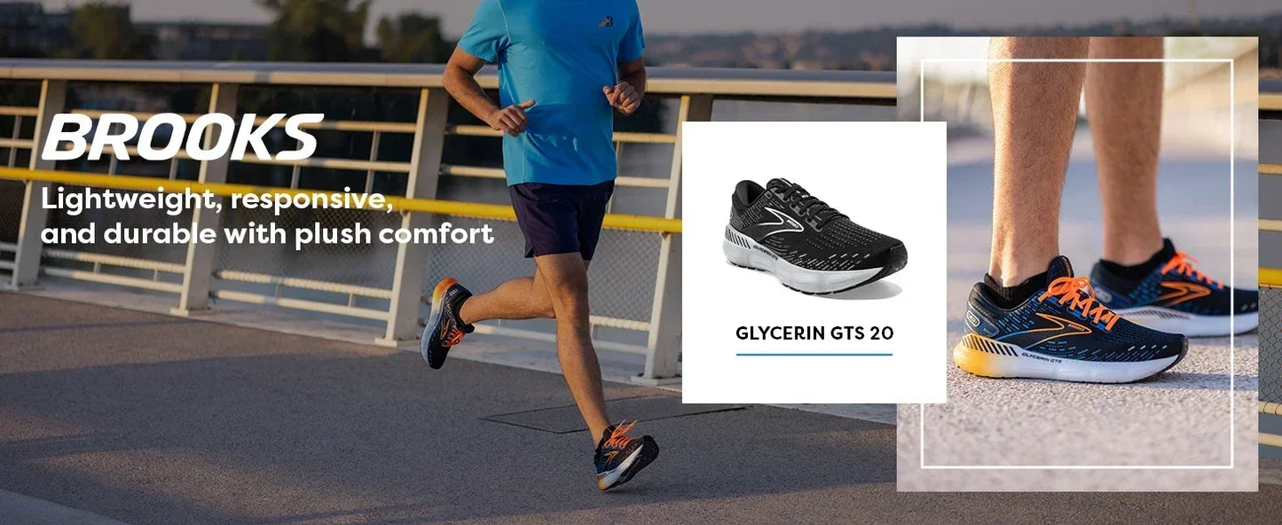 Brooks Men’s Glycerin GTS 20 Running Shoes Casual Sneakers  Provides A Lightweight Fit and Responsive Cushioning for Every Step