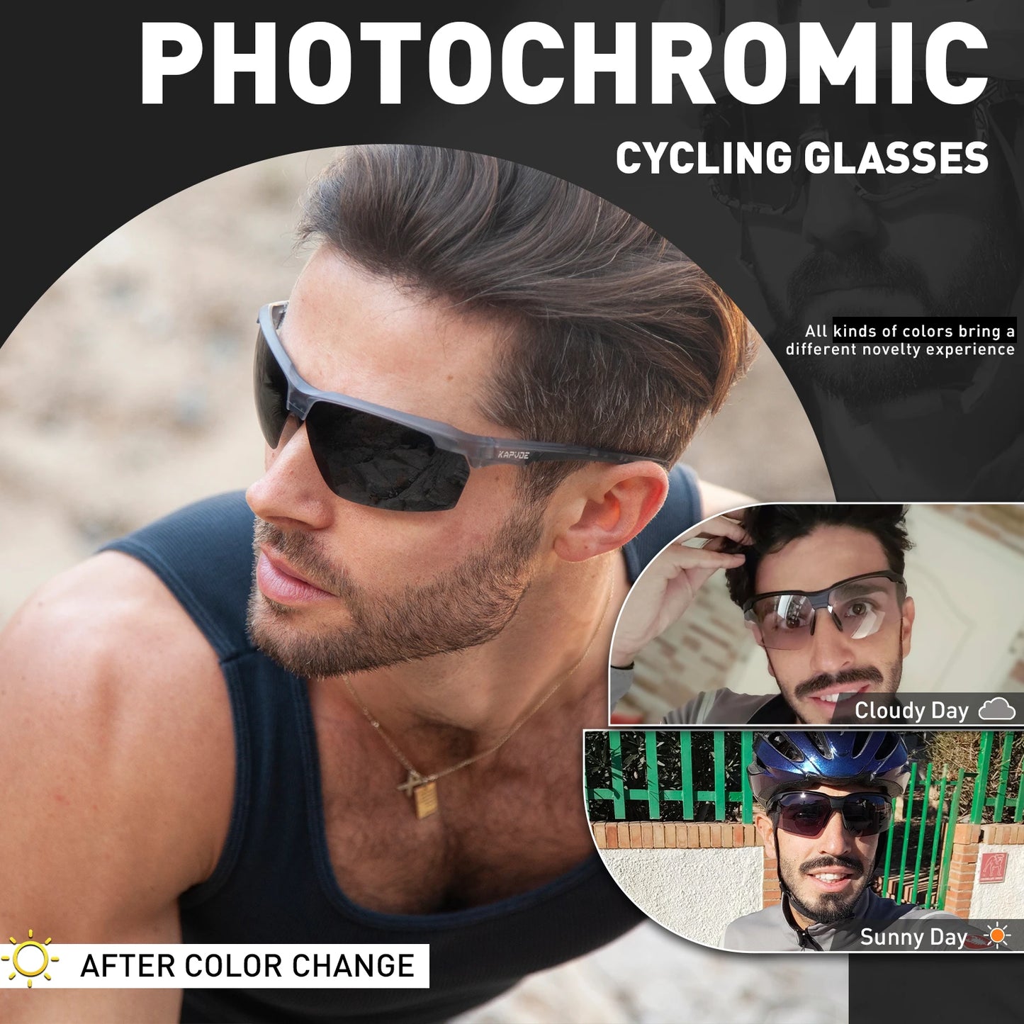 Kapvoe Photochromic Sunglasses Fashion Luxury Sunglasses for Driving Fishing Cycling Glasses Golf Women Bike Goggles MTB Bicycle