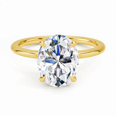14K Gold Oval Moissanite Engagement Ring – 3ct Certified Luxury Wedding Jewelry for Women