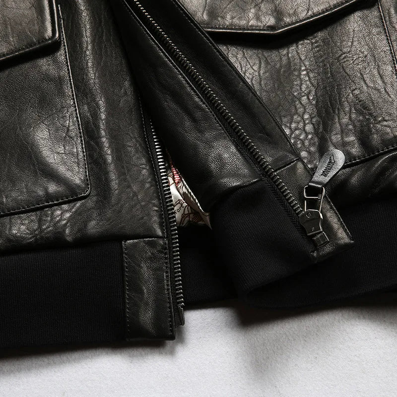 Wildfire 845 Bomber Pilot Clothing Genuine Leather Jacket Men's US Size Italian Sheepskin Foam Leather Flight Suit fur clothings