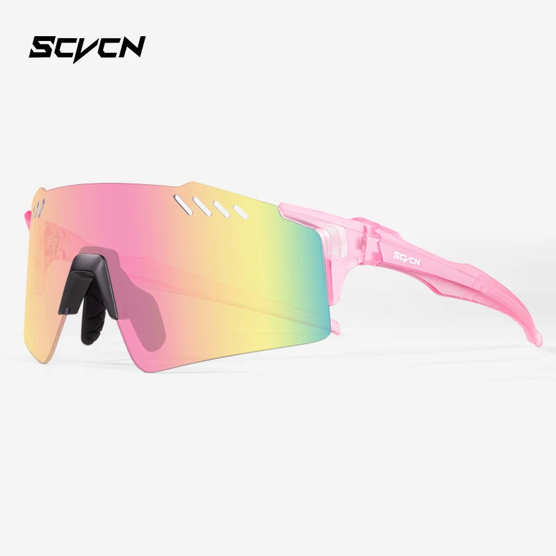 SCVCN Fashion Rimless Cycling Glasss Outdoor Sports Running Drving Sunglasses for Men Fishing Goggles Mtb Bicycle Eyewear 1 Lens