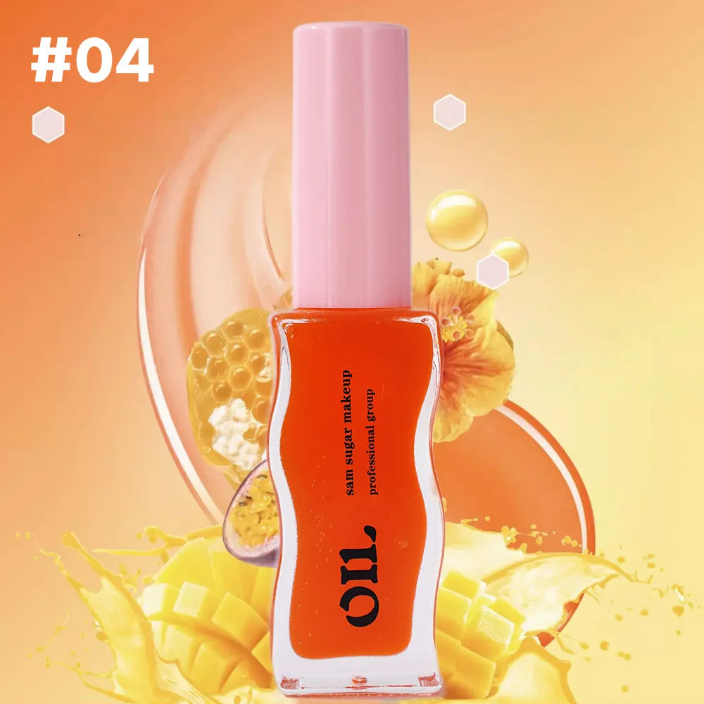 SAM SUGAR Honey Infused Hydrating Lip Oil 8ml Long Lasting Moisturizing Liquid Lip Gloss 6 Colors Temperature Makeup Cosmetics
