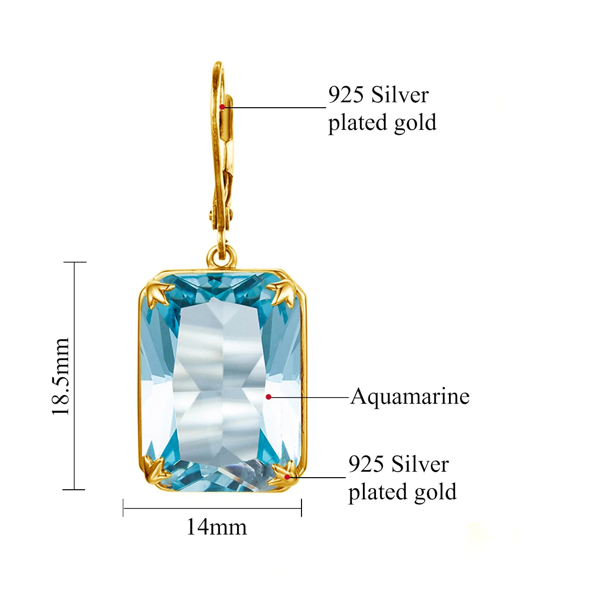 Classic Jewelry Sets for Women 18K Gold Plated Aquamarine Ring Earrings Pendant Silver 925 Anniversary Wedding Quality Gifts