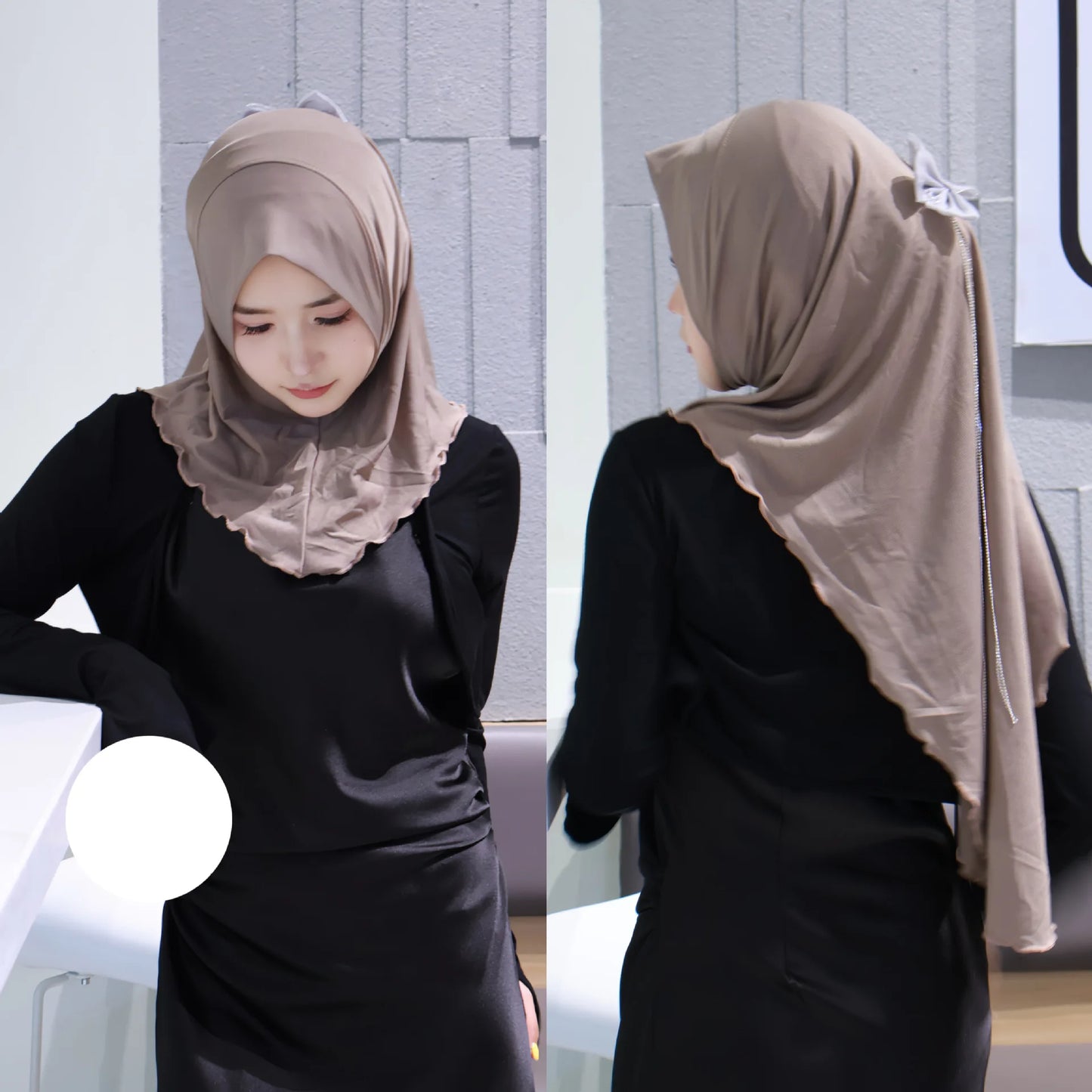 Muslim Elegant Girls Instant Hijab with Bowknot Islamic Women Turban Full Cover Scarves Shawl Arab One Piece Amira Head Wraps
