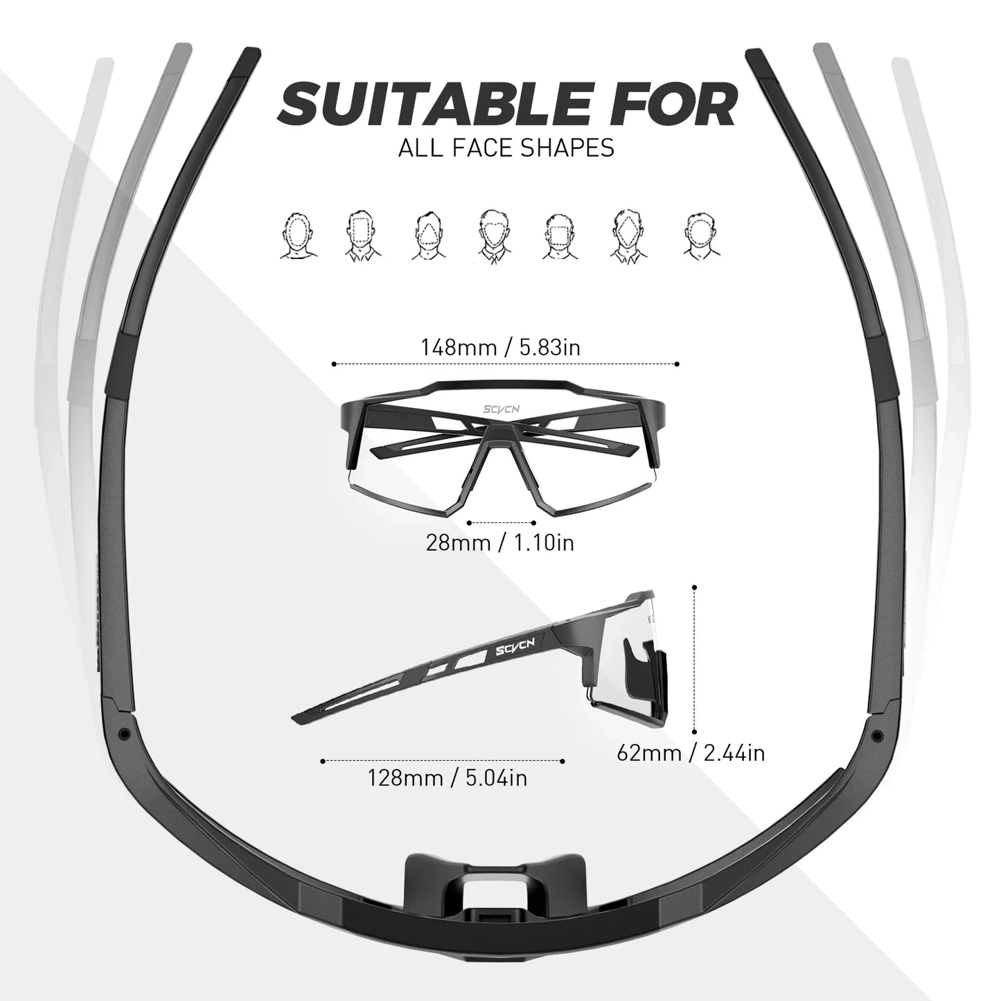 SCVCN Photochromic Cycling Glasses Bike Sunglasses for Men Fashion Mountain Bicycle Road Speed Goggles Eyewear Sports MTB Bike