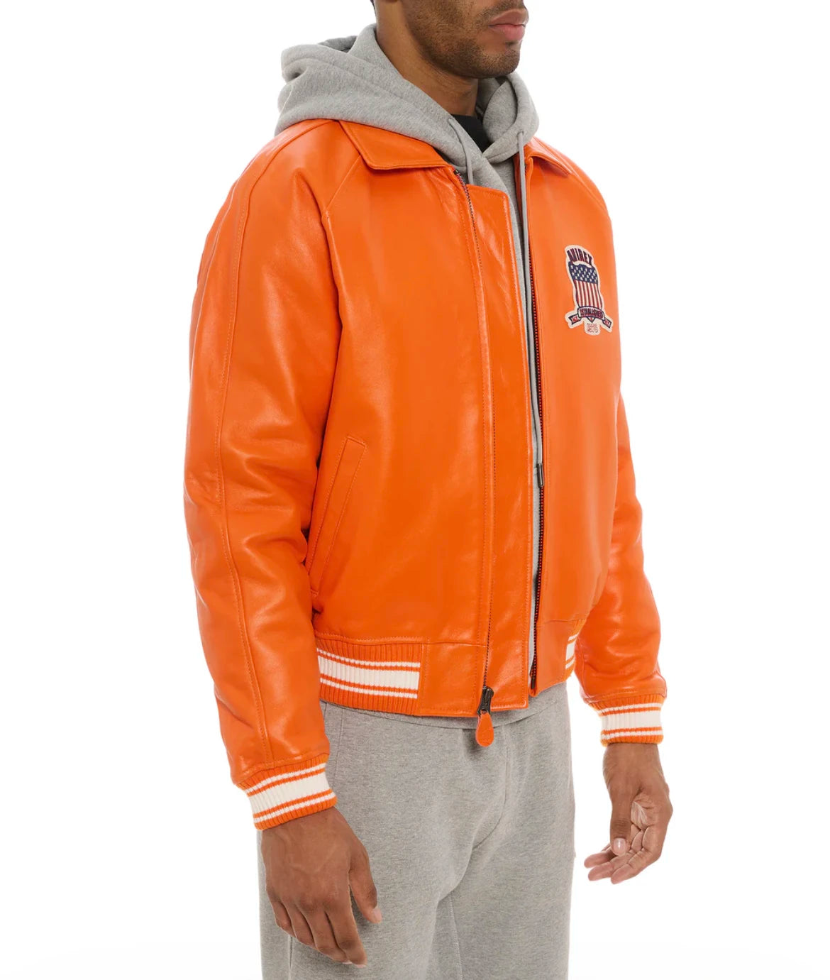 AVIREX  new listing leather flight suit jacket French sheepskin men's fat plus size loose version of the casual spring coat