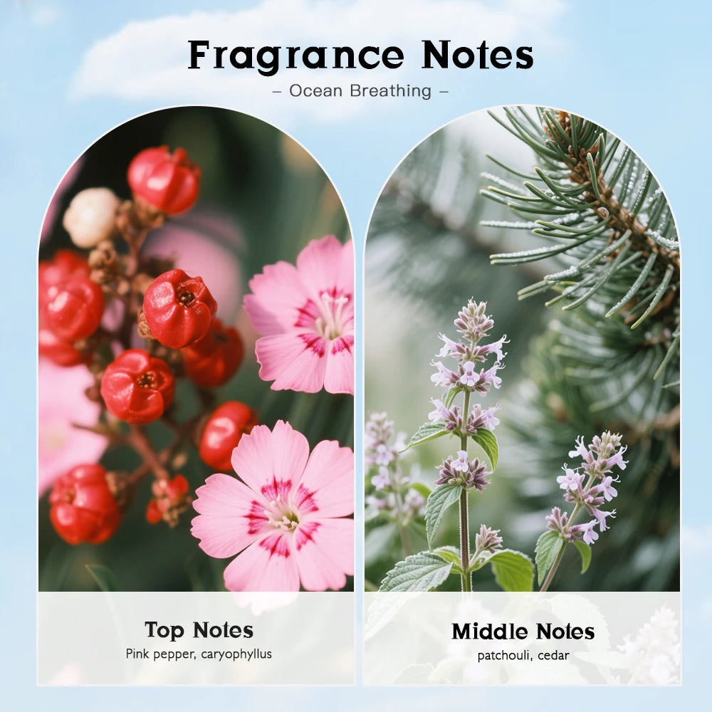 TROVEZ Ocean Breathing 100ml Perfume Elegant Fresh Fragrance Citrus Tone Unisex Perfume Long-lasting Scent Body Spray Scent Gift